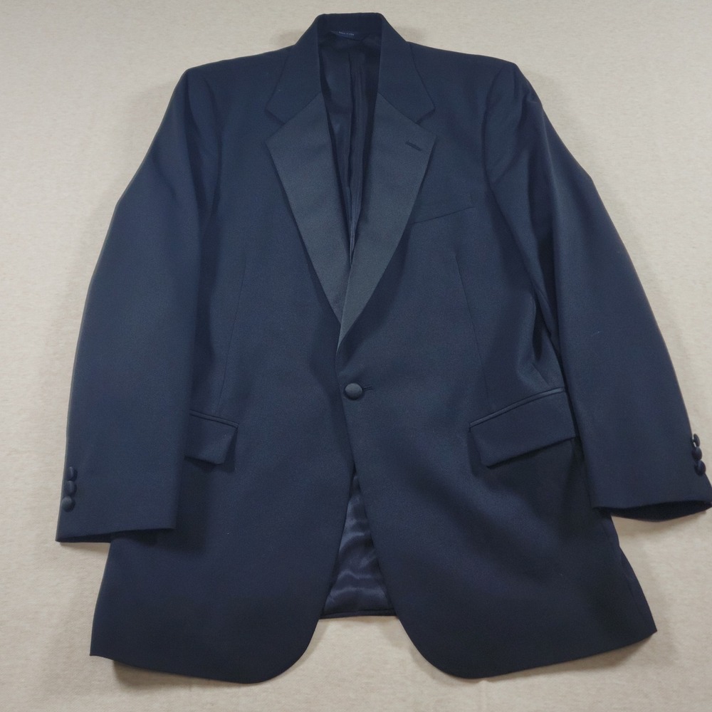 Brooks Brothers Tuxedo Jacket Mens 40L 40 Long Black Wool Satin Peak Lapel USA